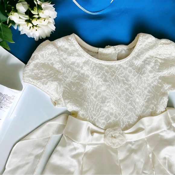 Vintage Rose Cottage Formal White Dress Christening Baptism Wedding Church